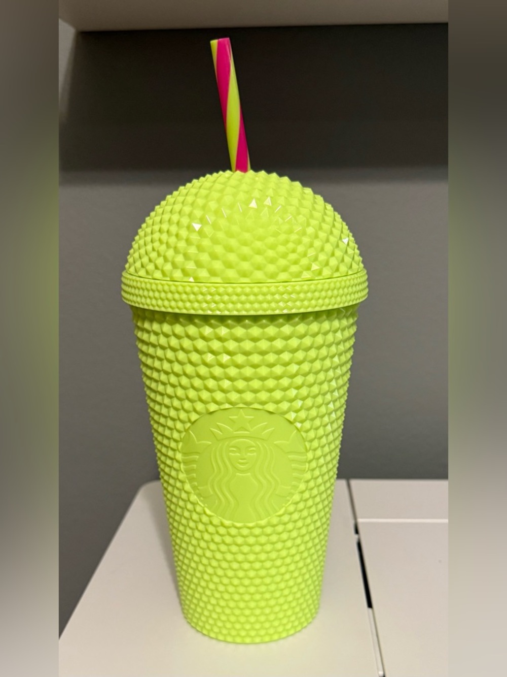 Starbucks 2025 Neon Lime Green Studded Frappuccino Tumbler with Dome Lid